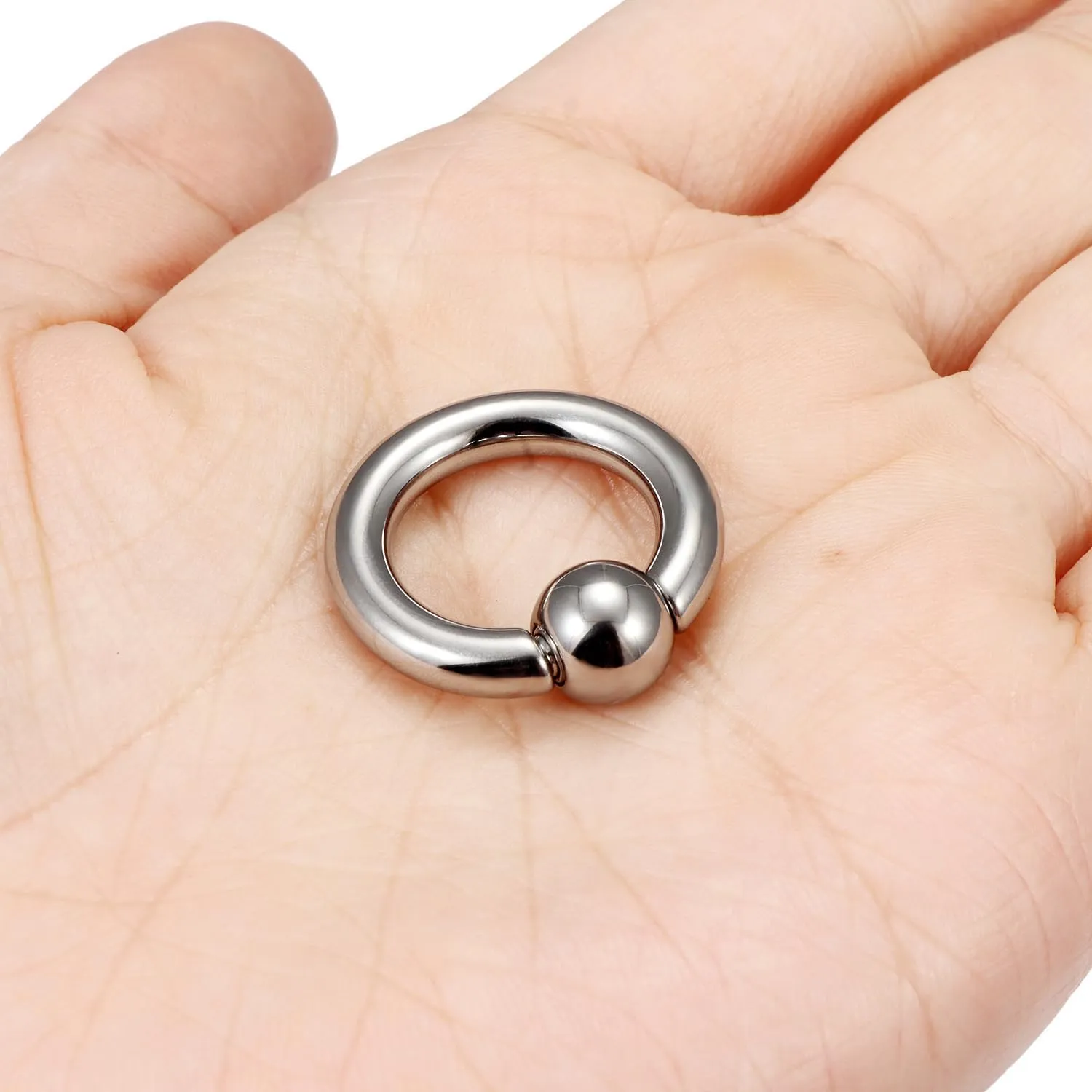 Cisyozi 6G 8G Titaniumm Septum Rings Captive Bead Gauges Tunnels Earrings Stretching kit Hypoallergenic Medical Implant Septum Nose Lip PA Ring Hoop Earring Piercing Jewelry Women Men 12mm 14mm 16mm