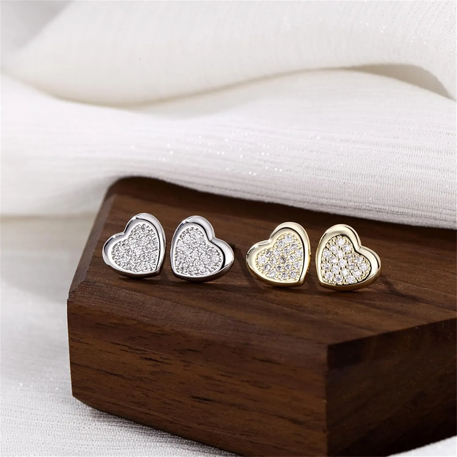 coadipress Heart Stud Earrings for Women Cubic Zirconia Heart Stud Cartilage Tragus Piercing Earrings Small Heart Stud Earrings Dainty Sterling Silver Ear Stud Earrings