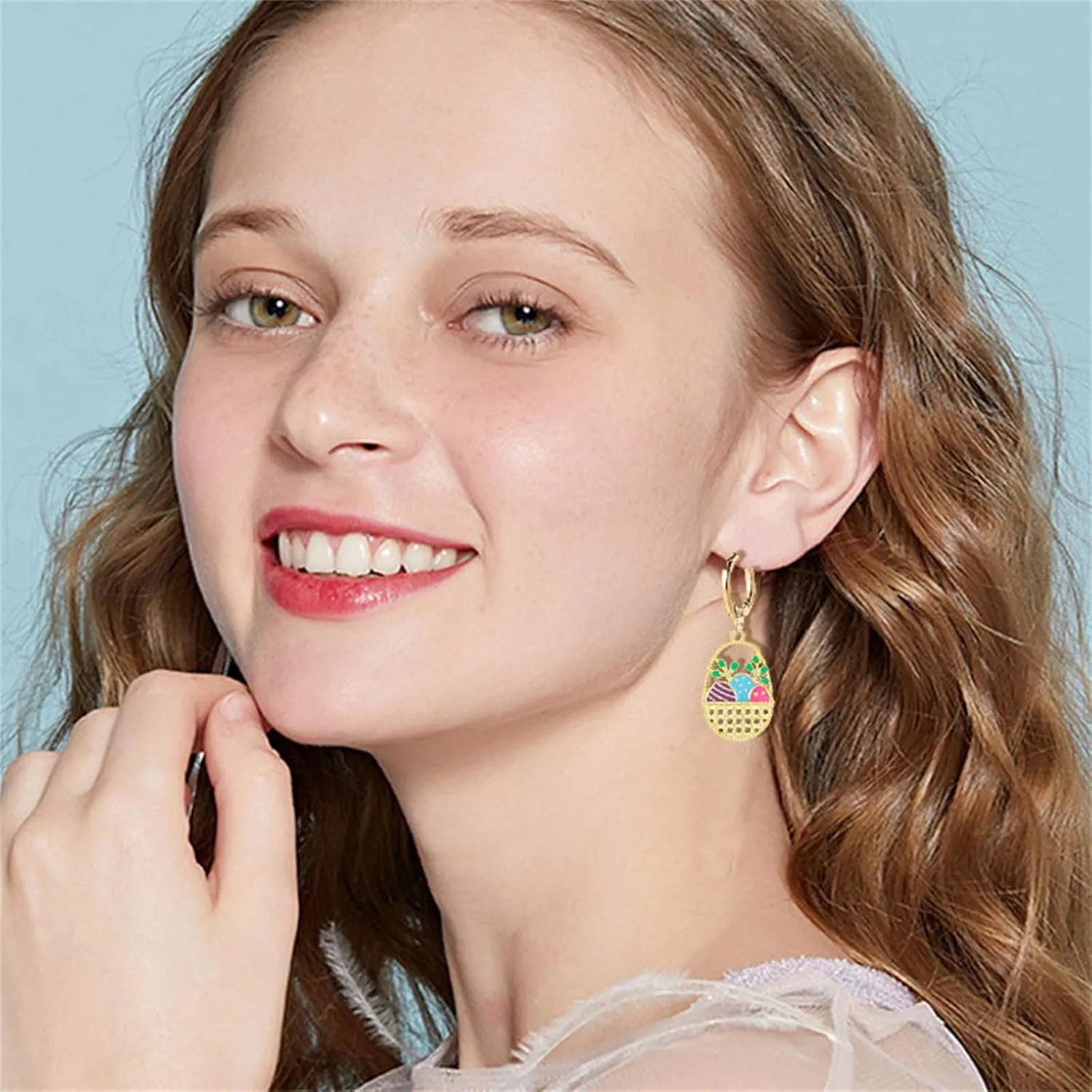 coadipress Rabbit Hoop Earrings for Women Enamel Bunny Animal Huggie Earring Lovely Carrot Rabbit Easter Egg Earrings Easter Party Decorations Statement Jewelry