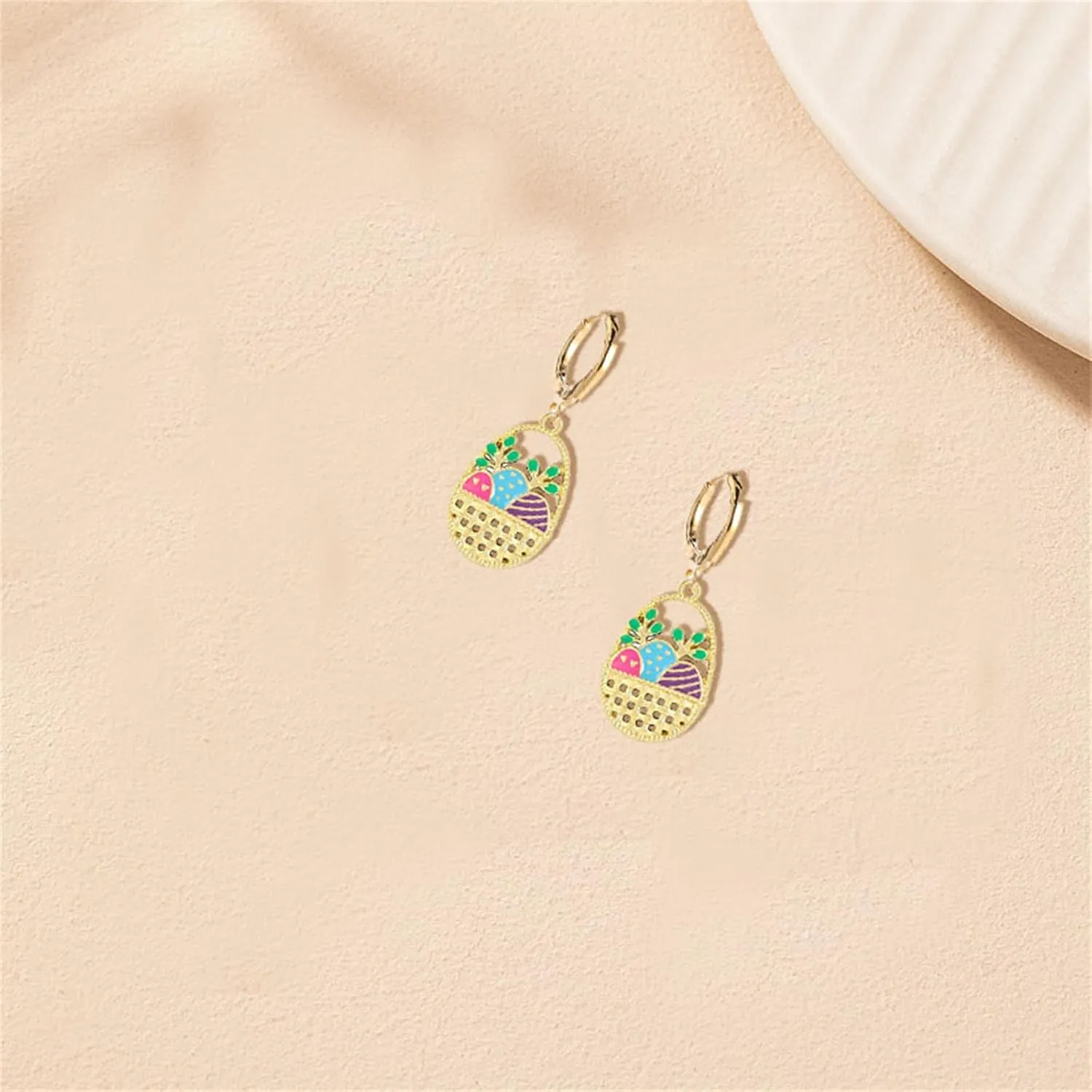 coadipress Rabbit Hoop Earrings for Women Enamel Bunny Animal Huggie Earring Lovely Carrot Rabbit Easter Egg Earrings Easter Party Decorations Statement Jewelry