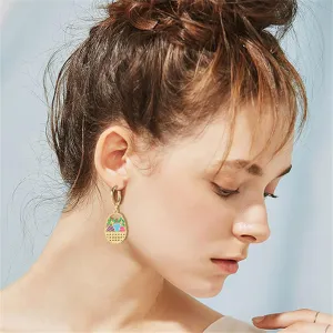 coadipress Rabbit Hoop Earrings for Women Enamel Bunny Animal Huggie Earring Lovely Carrot Rabbit Easter Egg Earrings Easter Party Decorations Statement Jewelry