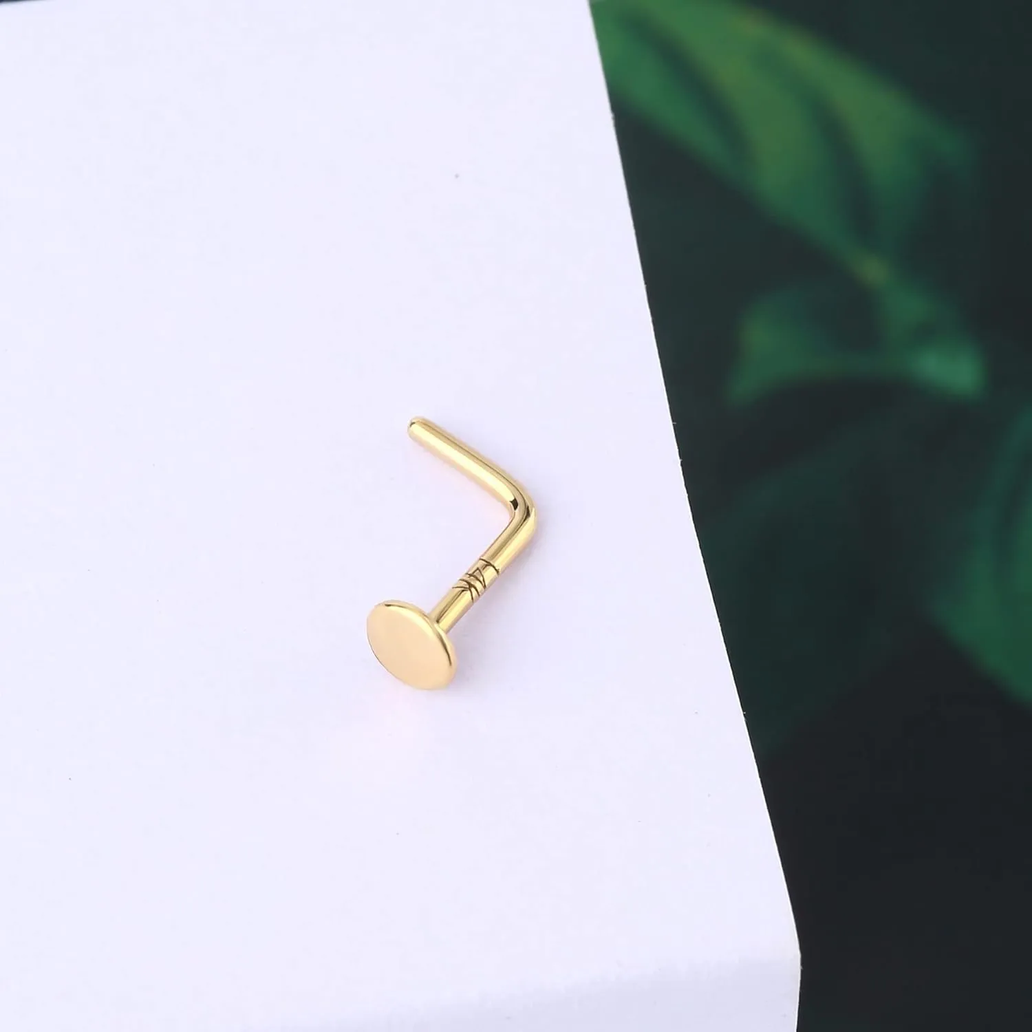 COCHARM 14k Gold Nose Stud 20g Star Moon Heart Yellow Gold Nose Ring Stud L Shape 14K Real Gold Nose Piercing 14kt Solid Gold Nostril Stud l for Women Men