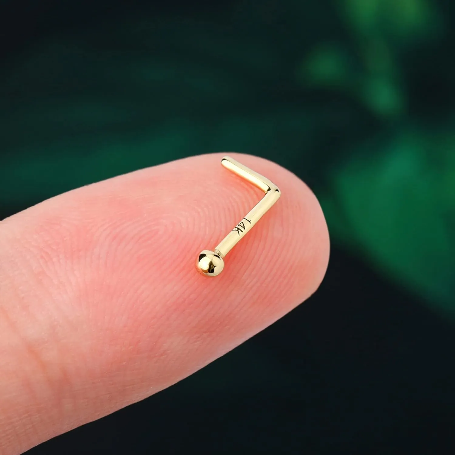 COCHARM 14k Gold Nose Stud 20g Star Moon Heart Yellow Gold Nose Ring Stud L Shape 14K Real Gold Nose Piercing 14kt Solid Gold Nostril Stud l for Women Men