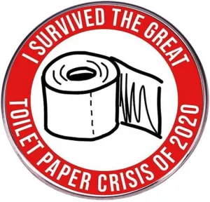 COLORFUL BLING I Survived The Great Toilet Paper Crisis of 2020 Brooch Cartoon Toilet Paper Enamel Lapel Pin Shirt Bag Decoration Funny Badge Jewelry Accessories