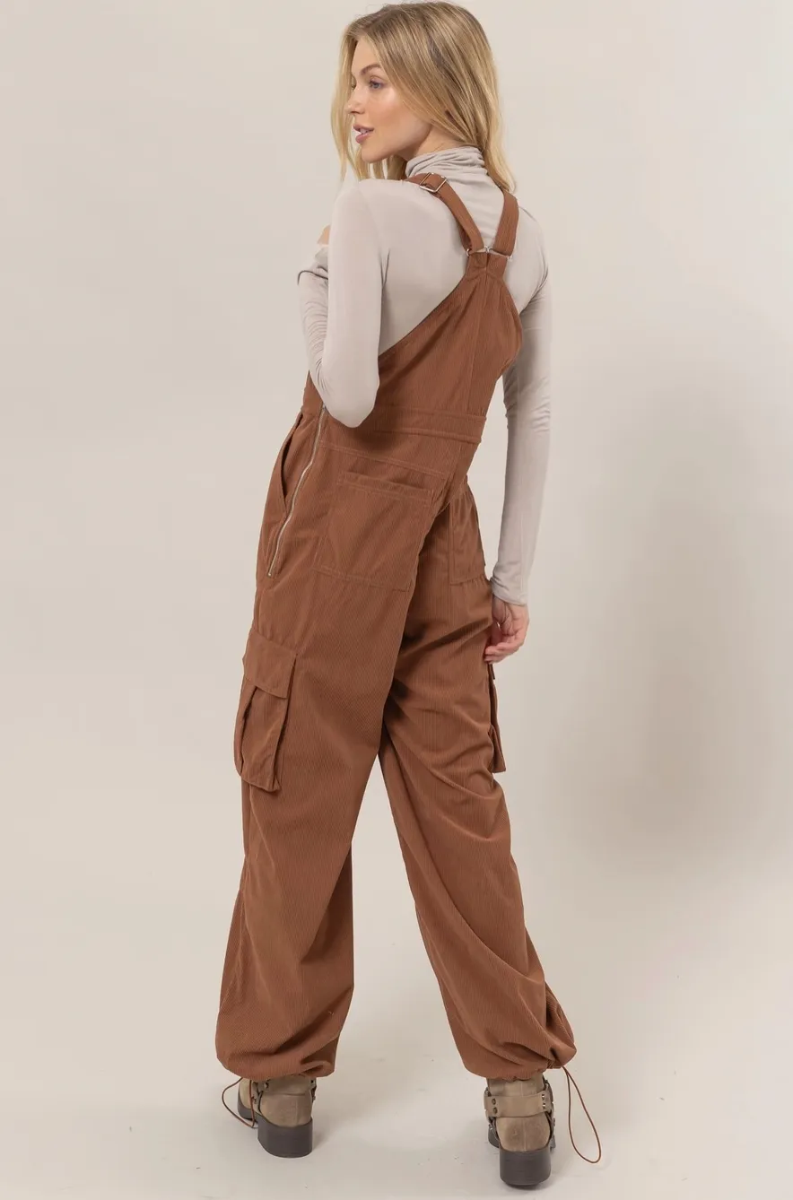 Cord Overalls With Cargo Pocket