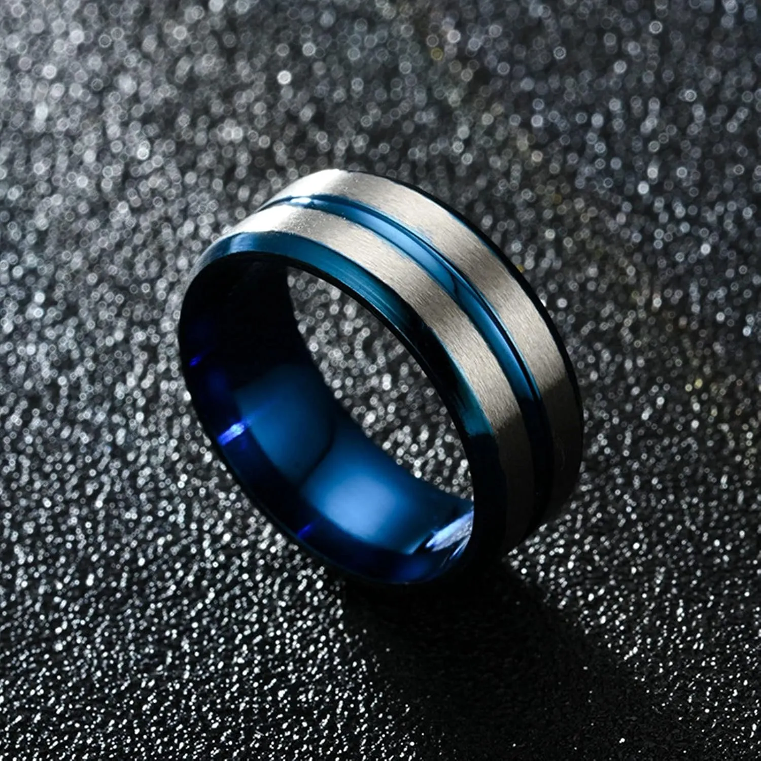 Couples Engagement Rings Set Gold Blue Ring Double Twill, Stainless Steel Couple Rings