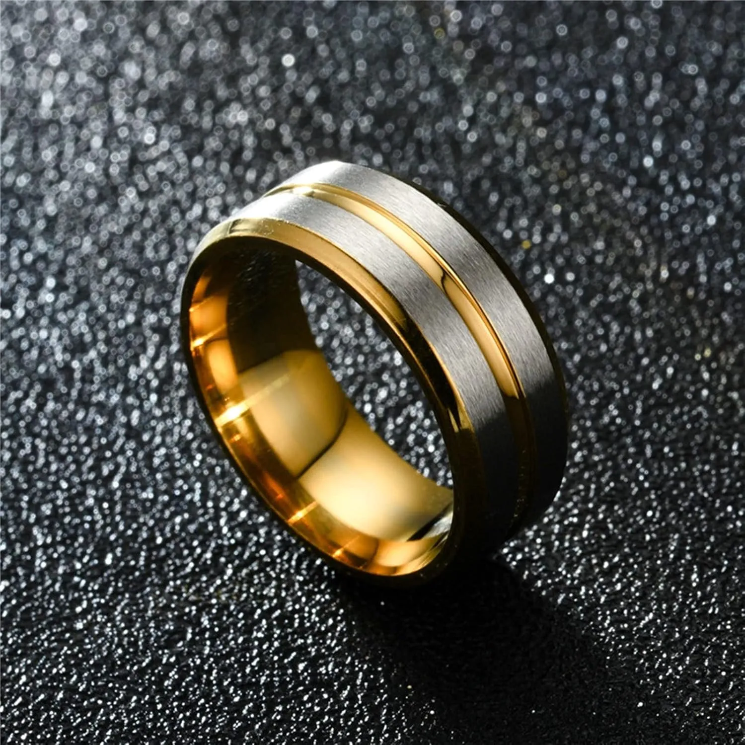 Couples Engagement Rings Set Gold Blue Ring Double Twill, Stainless Steel Couple Rings