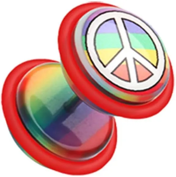 Covet Jewelry Peace Rainbow Acrylic Fake Plug with O-Rings