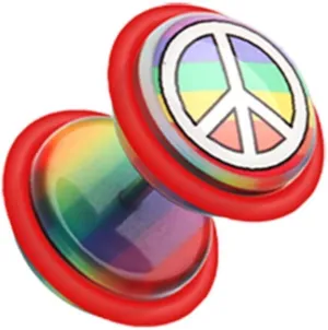 Covet Jewelry Peace Rainbow Acrylic Fake Plug with O-Rings