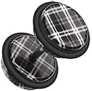 Covet Jewelry Plaid Checkers Acrylic Fake Plug with O-Rings