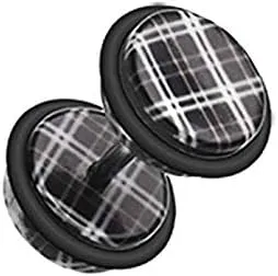 Covet Jewelry Plaid Checkers Acrylic Fake Plug with O-Rings