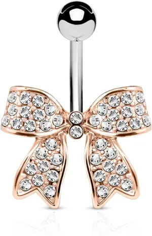 Crystal Paved Ribbon 316L Surgical Steel WildKlass Belly Button Navel Rings
