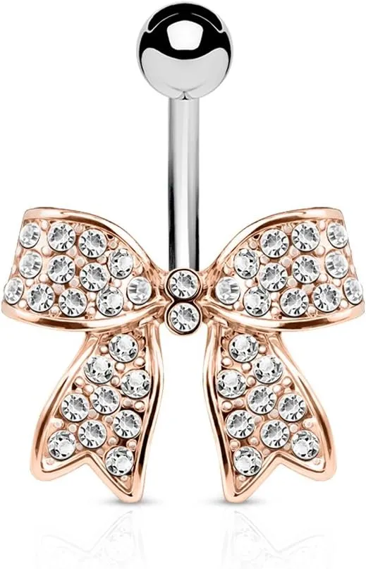 Crystal Paved Ribbon 316L Surgical Steel WildKlass Belly Button Navel Rings