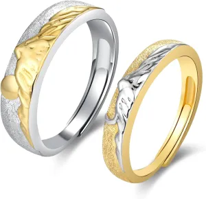 Cuoka Mountain Couple Ring 925 Sterling Silver Mountain Couple Promise Matching Ring Set,Nature Mountain Sun Moon Engagement Ring Jewelry for Him and Her Wife Husband