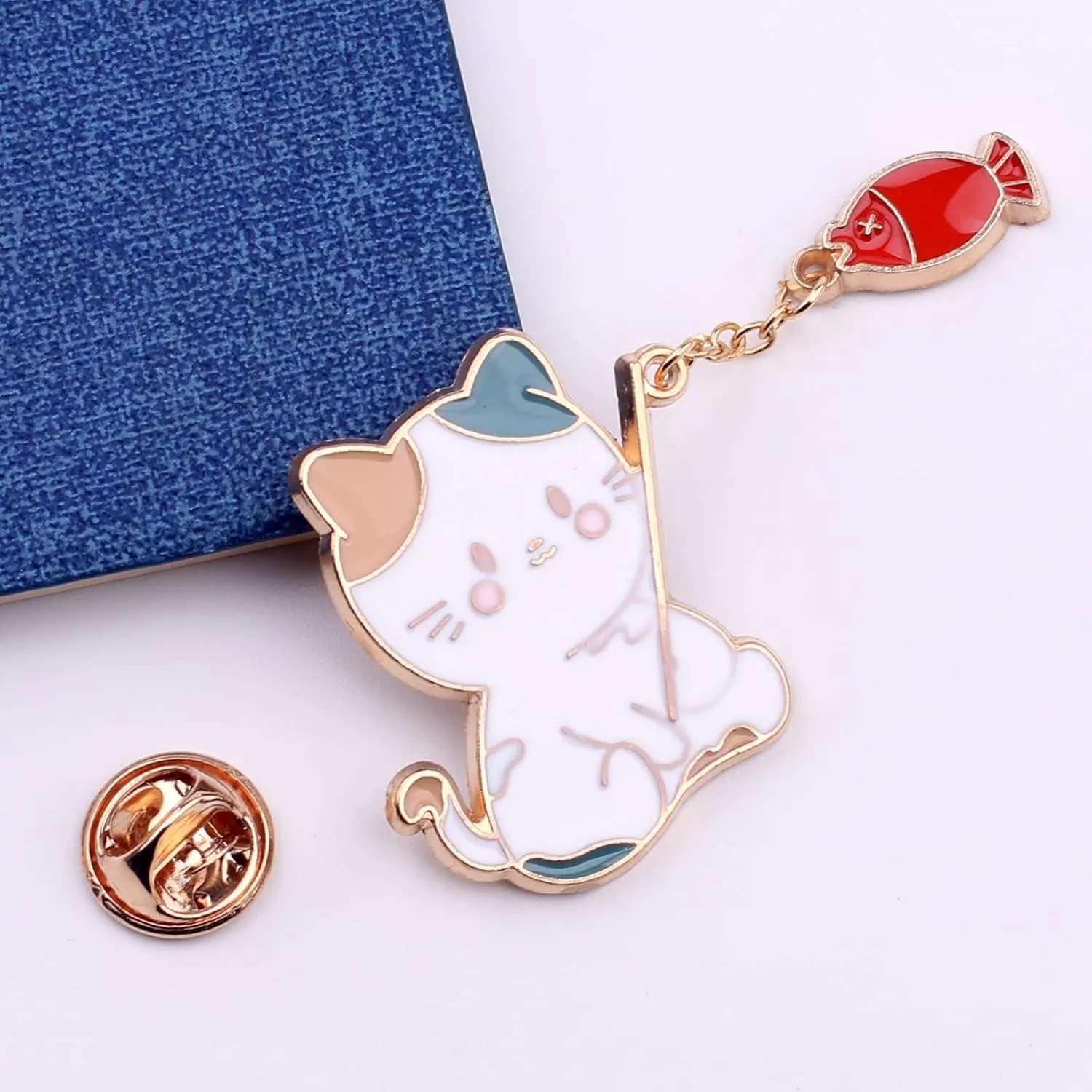 Cute Fishing Cat Cartoon Enamel Pins for DIY Accessory Clothing Bookbags Hat Decoration