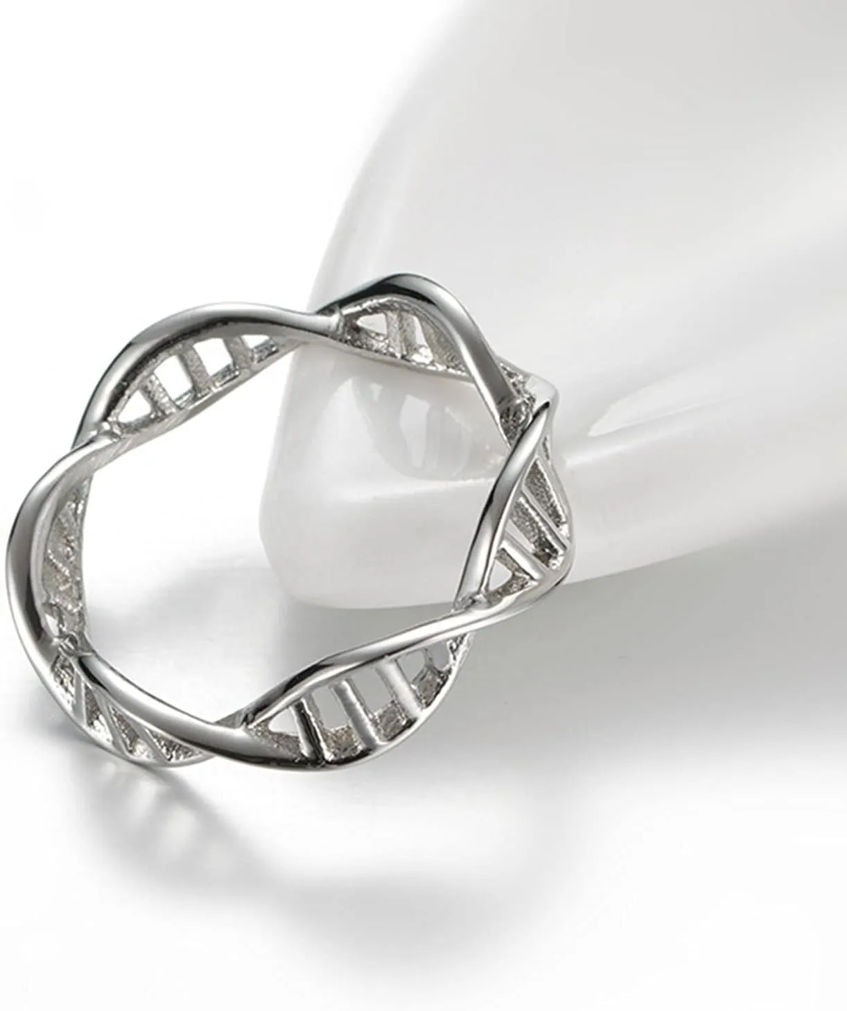 Cute Matching Rings Rose Gold Silver Ring Dna, Stainless Steel Couple Rings