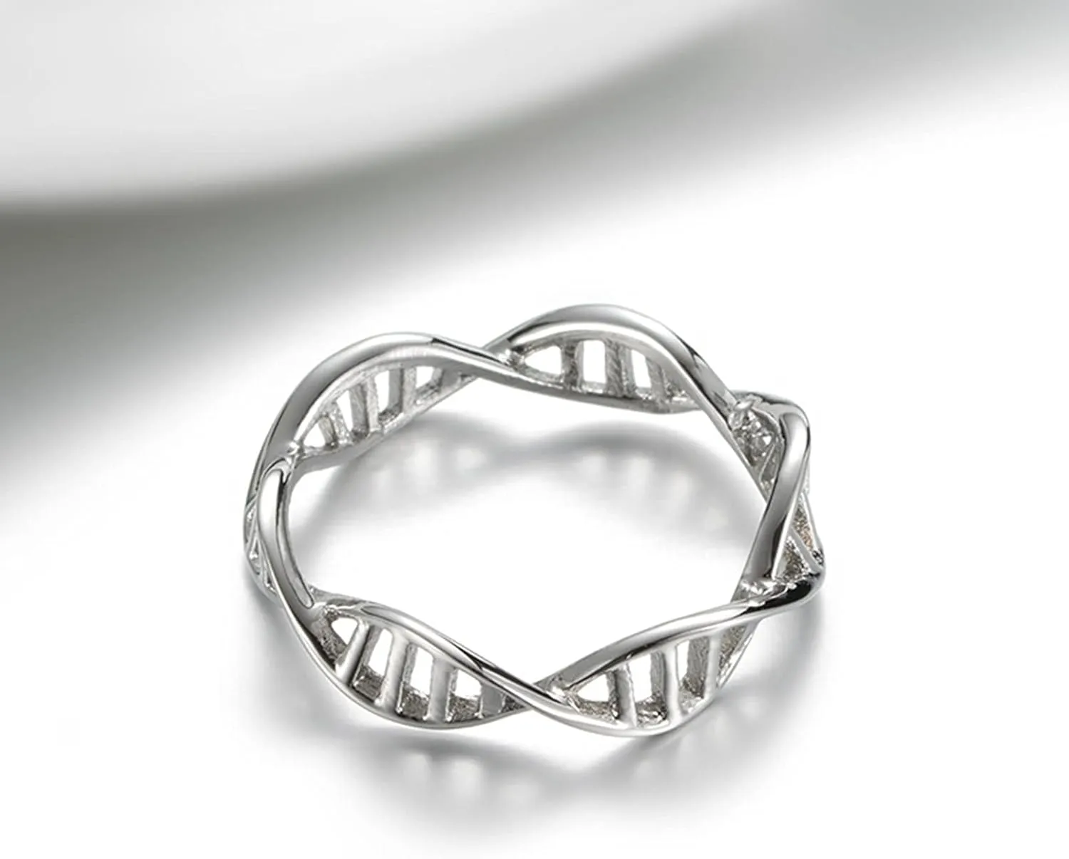 Cute Matching Rings Rose Gold Silver Ring Dna, Stainless Steel Couple Rings