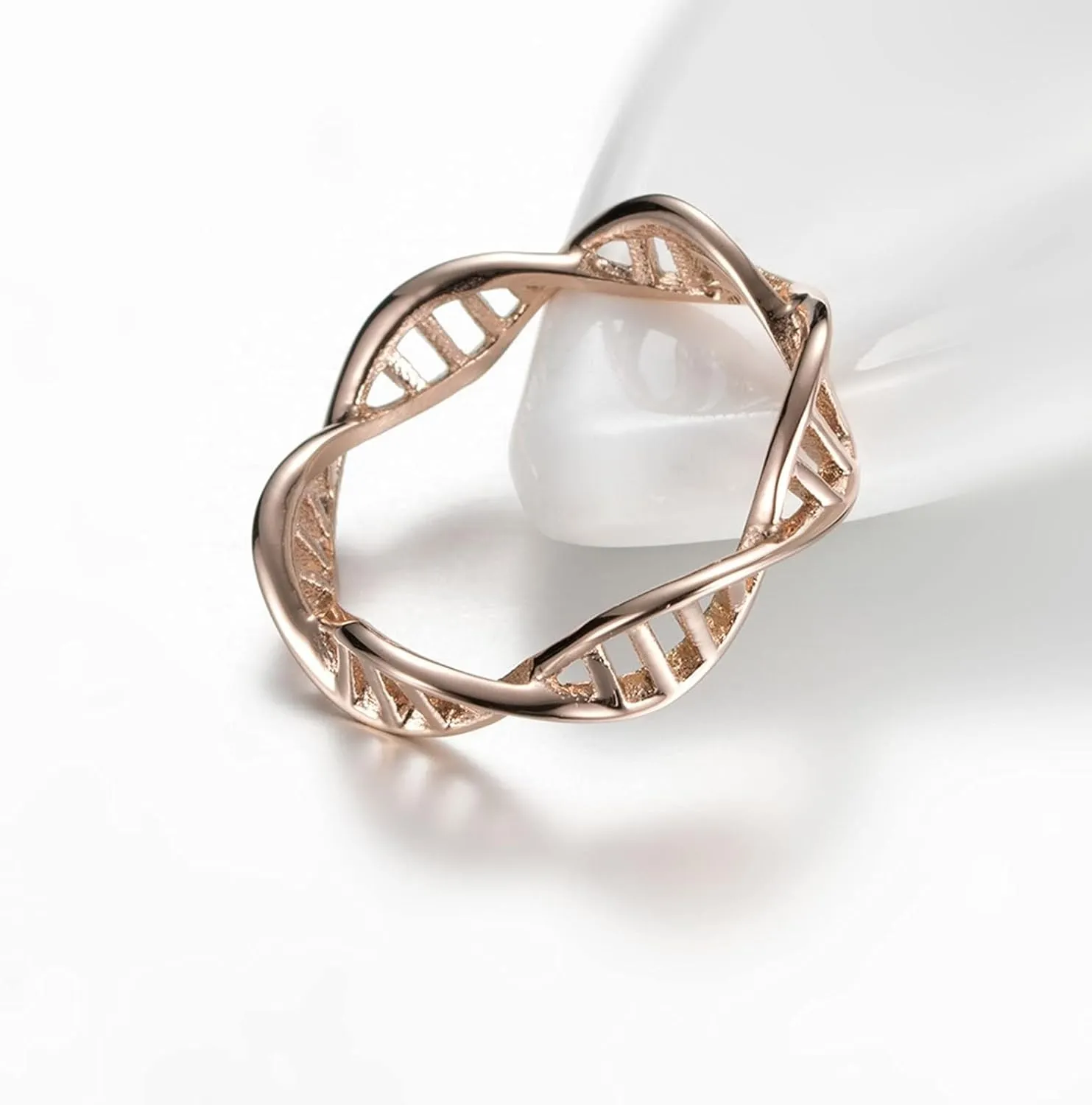 Cute Matching Rings Rose Gold Silver Ring Dna, Stainless Steel Couple Rings