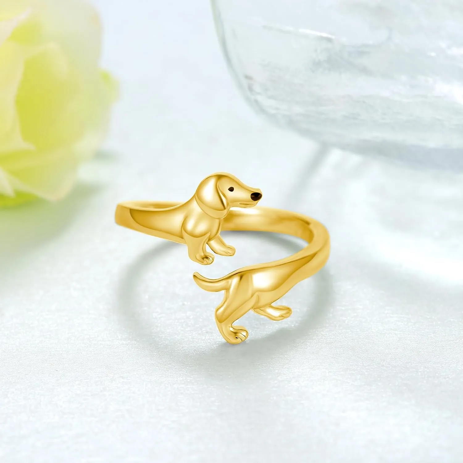 Dachshund/Black Pug/Doberman/Boston Terrier/Beagle Rings for Women 925 Sterling Silver Dog Adjustable Rings Animal Puppy Jewelry Gifts for Women Girls Dog Lovers