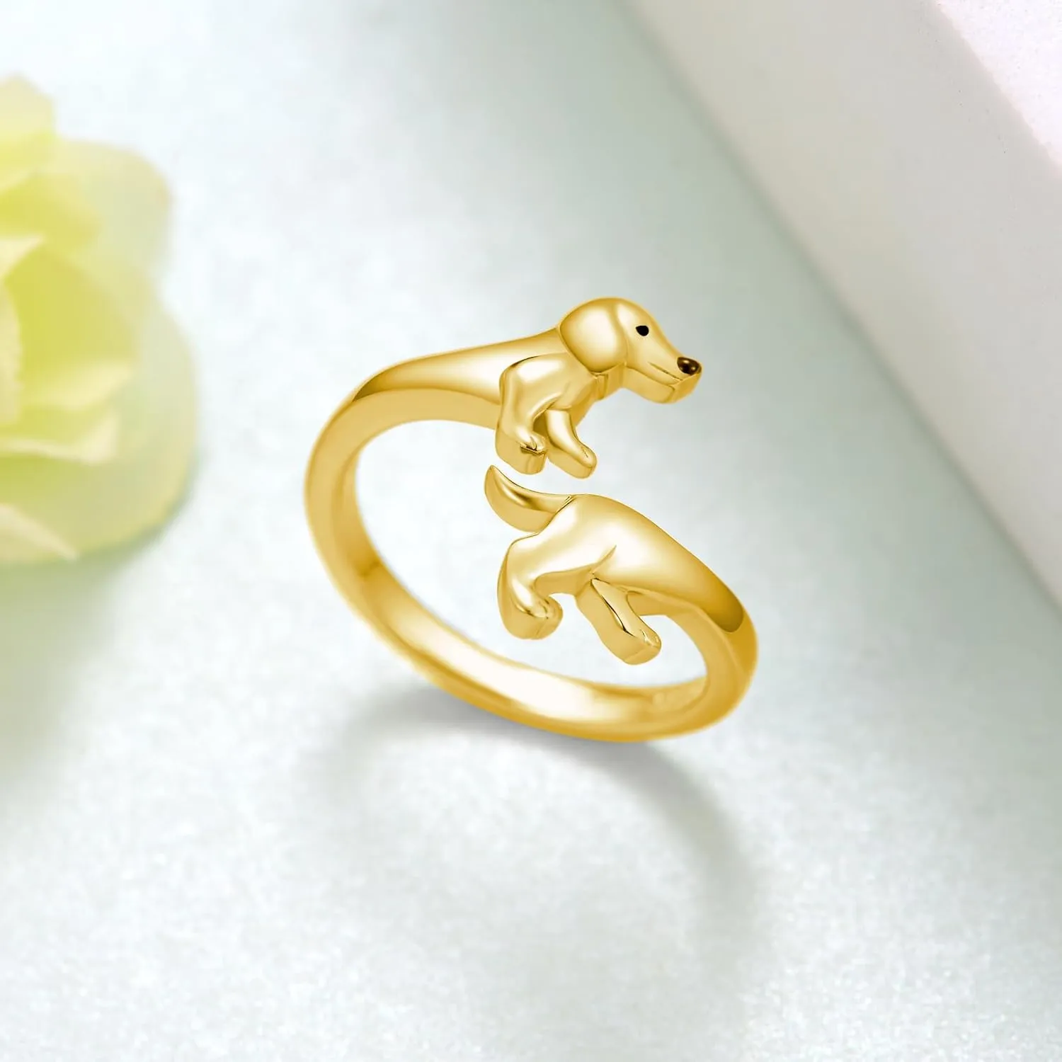 Dachshund/Black Pug/Doberman/Boston Terrier/Beagle Rings for Women 925 Sterling Silver Dog Adjustable Rings Animal Puppy Jewelry Gifts for Women Girls Dog Lovers