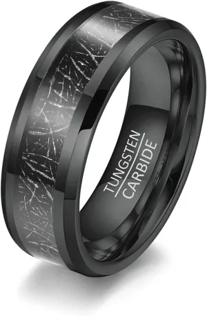 Daesar Womens Mens Engagement Rings Tungsten Free Engraved 4-8MM Polished Metal Foil Couples Engagement Rings Comfort Fit