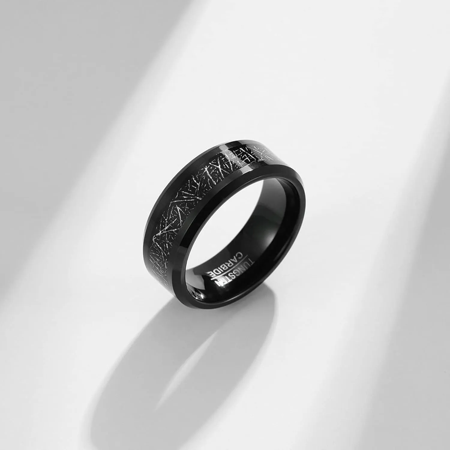 Daesar Womens Mens Engagement Rings Tungsten Free Engraved 4-8MM Polished Metal Foil Couples Engagement Rings Comfort Fit