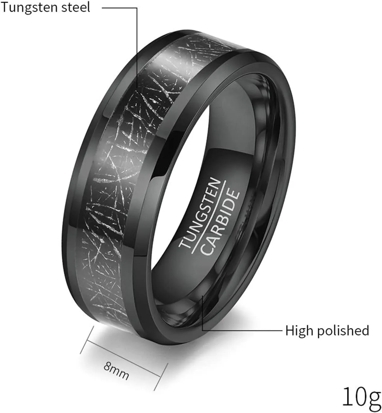 Daesar Womens Mens Engagement Rings Tungsten Free Engraved 4-8MM Polished Metal Foil Couples Engagement Rings Comfort Fit