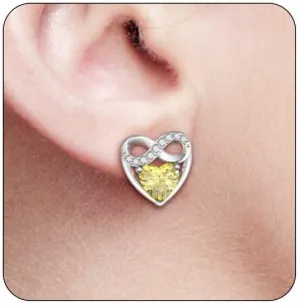 DALARAN Forever Love Heart Stud Earrings 925 Sterling Silver Birthstone Zirconia Jewelry for Women Mother Wife Sister