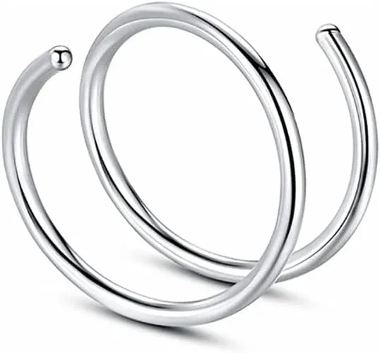 Double Hoop Nose Lip Ring Studs Nostril Cartilage Piercing Single Piercing Double Spiral Nose Rings Earring for Unisex 6PCS