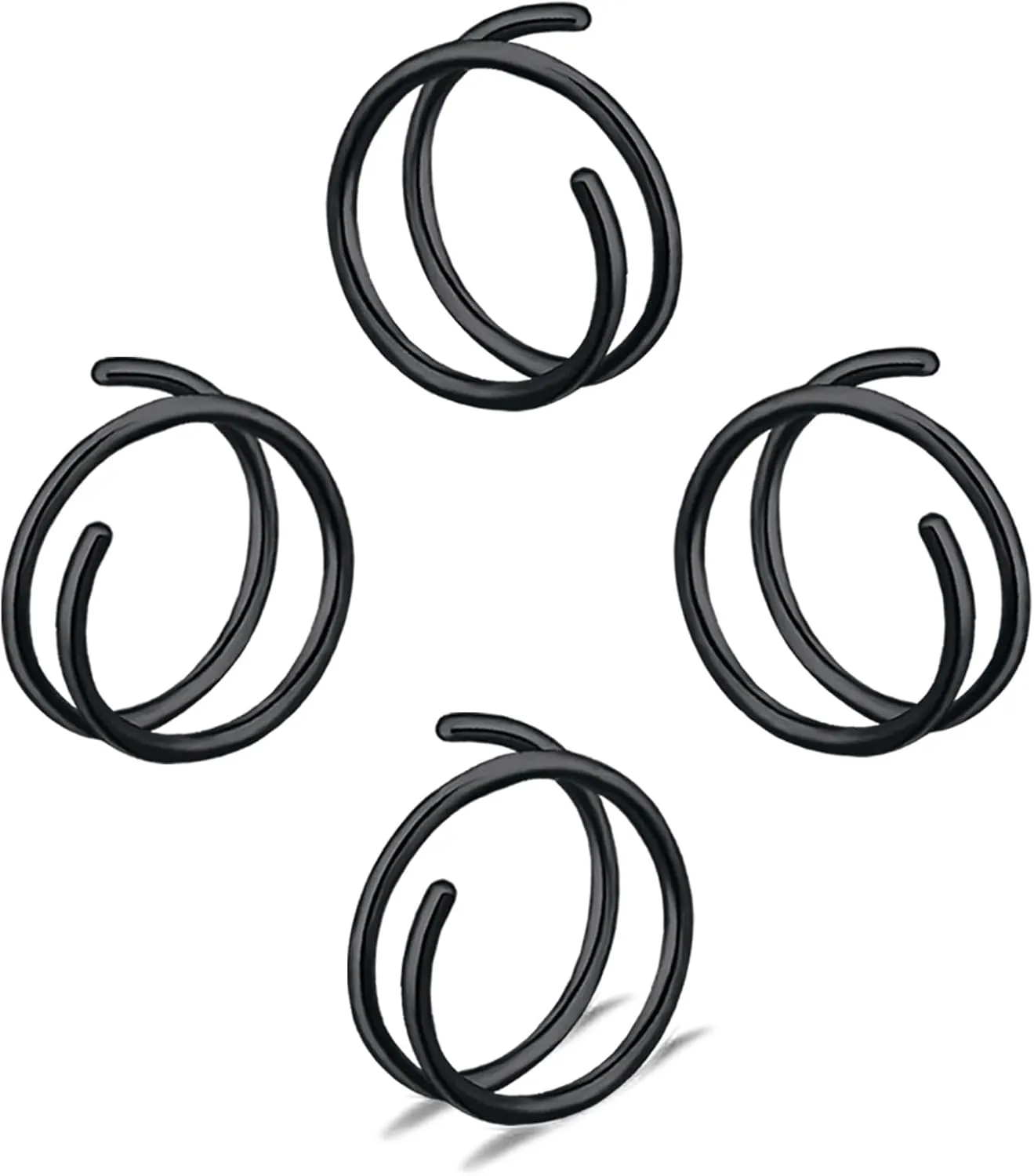 Double Nose Ring for Single Piercing Stainless Steel Left and Right Double Hoop Nose Ring Spiral Nose Hoops for Women Men