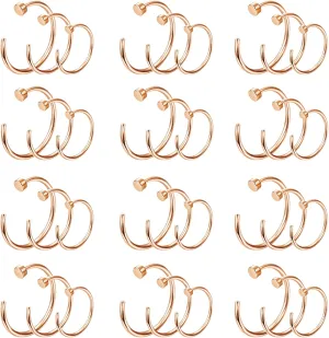 Drperfect 18/20/22G 36PCS 316L Stainless Steel Nose Rings Hoops Nose Piercing Jewelry for Women Men Colored Hoop Nose Ring 6mm 8mm 10mm 12mm