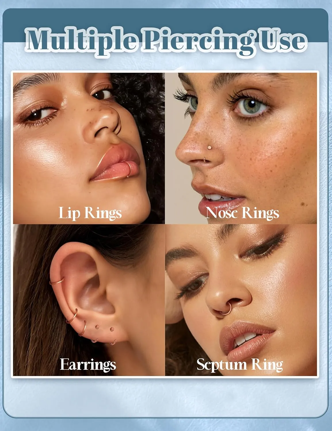 Drperfect 18/20/22G 36PCS 316L Stainless Steel Nose Rings Hoops Nose Piercing Jewelry for Women Men Colored Hoop Nose Ring 6mm 8mm 10mm 12mm