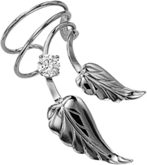 Ear Charms Southwest Leaf & CZ Short Rhodium on Silver Wave Ear Cuff Earring Wraps
