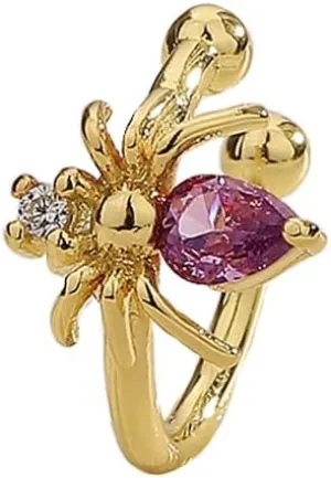 Ear Cuff Punk Spider Cartilage Non Piercing Clip On Earring for Women Cubic Zirconia Purple Crystal Animal Cuffs Earrings Vintage Jewelry Gifts Halloween
