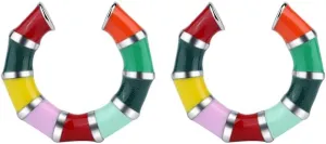 Ear Cuffs Colorful Enamel Cartilage Non Piercing Clip on Wrap Earrings Fake Huggie Hoops Chunky Cuff Fashion Hypoallergenic Jewelry Gifts for Women Daughter