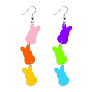 Easter Earrings for Women Girls Cute Colorful Lightweight Acrylic Easter Bunny Earrings,Rabbit Earrings,Easter Egg Dangle Drop Earrings Easter Jewelry Gifts (Easter Rabbit)