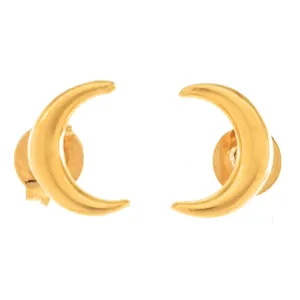 Elegantia Jewelry| Crescent Moon Necklace and Earrings -Moon Necklace and Earrings -Sun Earrings -Mini Tiny Star Stud Earrings -Premium Quality Gold Plated (Moon, Earrings)
