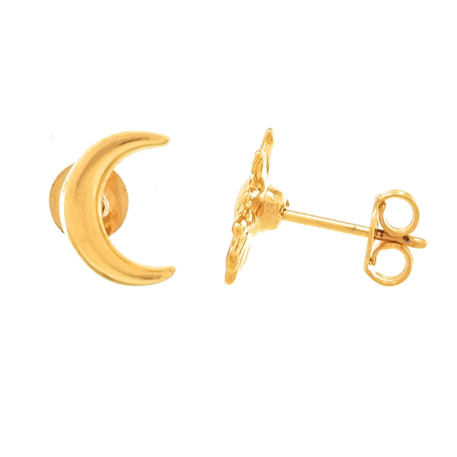 Elegantia Jewelry| Crescent Moon Necklace and Earrings -Moon Necklace and Earrings -Sun Earrings -Mini Tiny Star Stud Earrings -Premium Quality Gold Plated (Moon, Earrings)