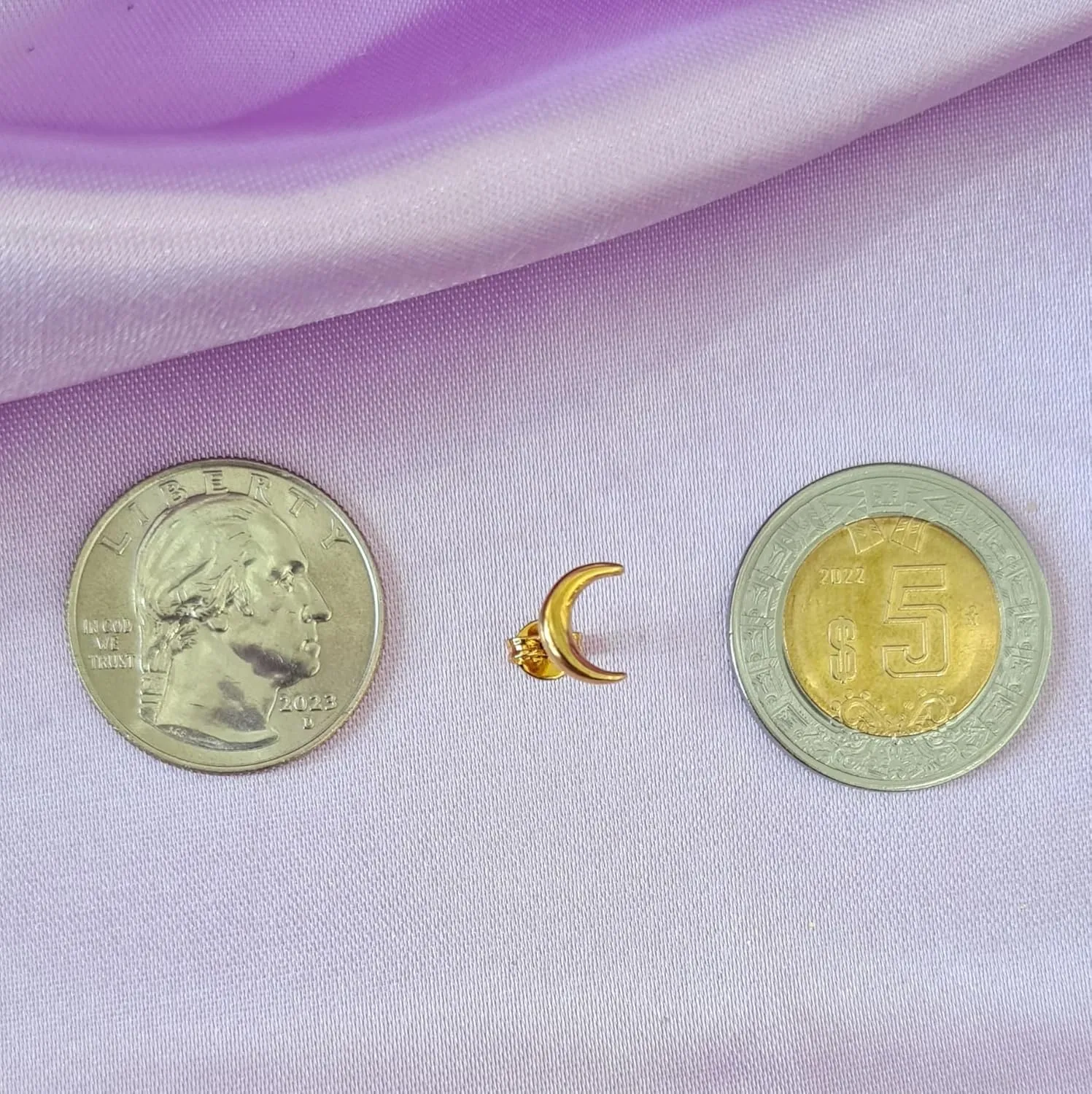 Elegantia Jewelry| Crescent Moon Necklace and Earrings -Moon Necklace and Earrings -Sun Earrings -Mini Tiny Star Stud Earrings -Premium Quality Gold Plated (Moon, Earrings)