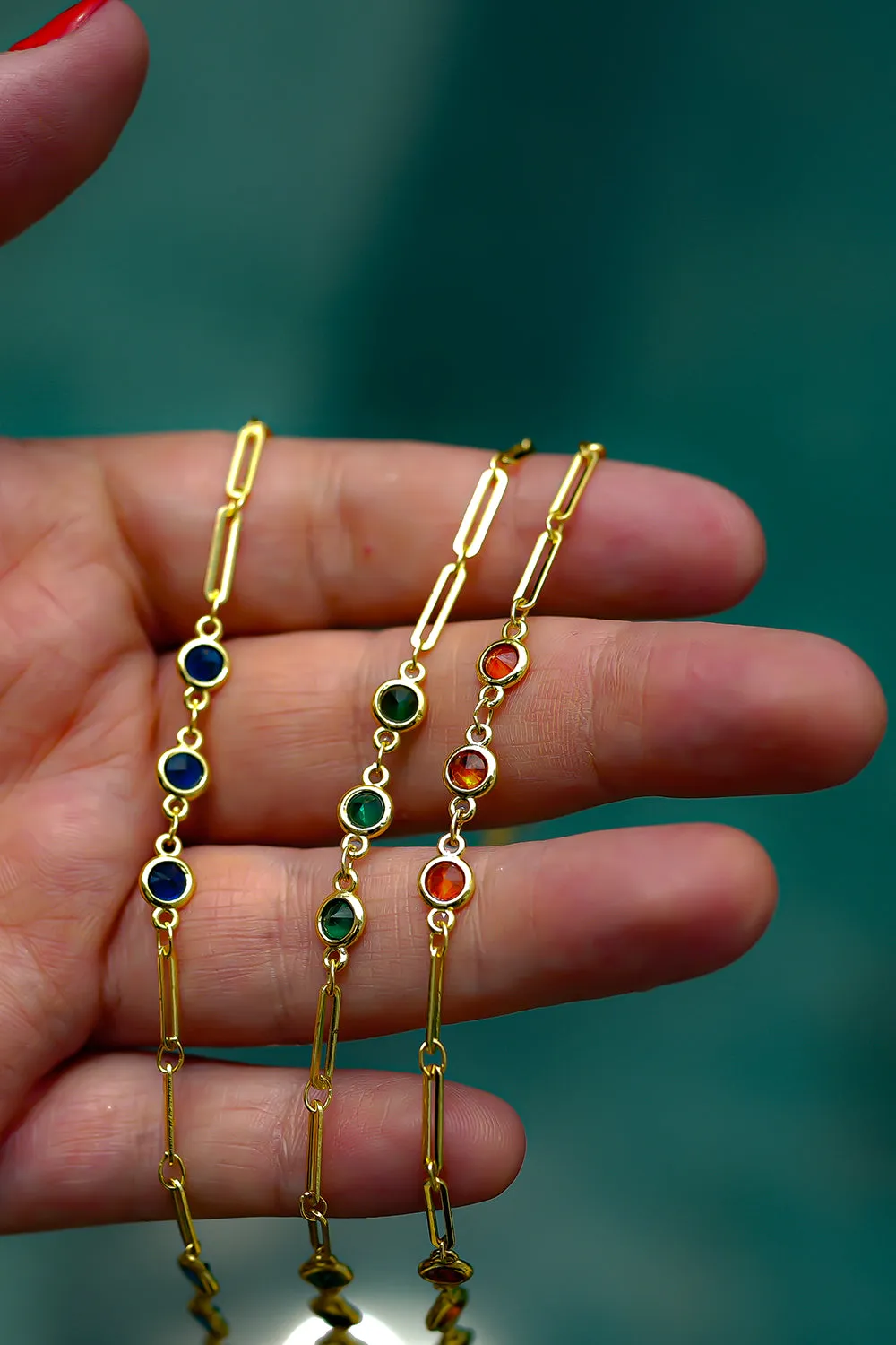Emerald Whisper Anklet - Green Zirconia