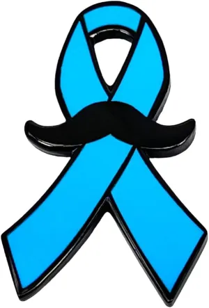 Enamel Pin,Cute Blue Ribbon Mustache Lapel Pin,Men Health Awareness Badge, Health Campaign Brooch, Supportive Jewelry, Gift for Men Teens Adult Advocates,DIY Decor