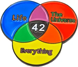 Enamel Pin,Life The Universe And Everything Lapel Pin,Basic Colors Blue Red Yellow Badge,Mystery Brooch,Novelty fashion Jewelry,Gift For Teens Students Friends Family DIY Decor