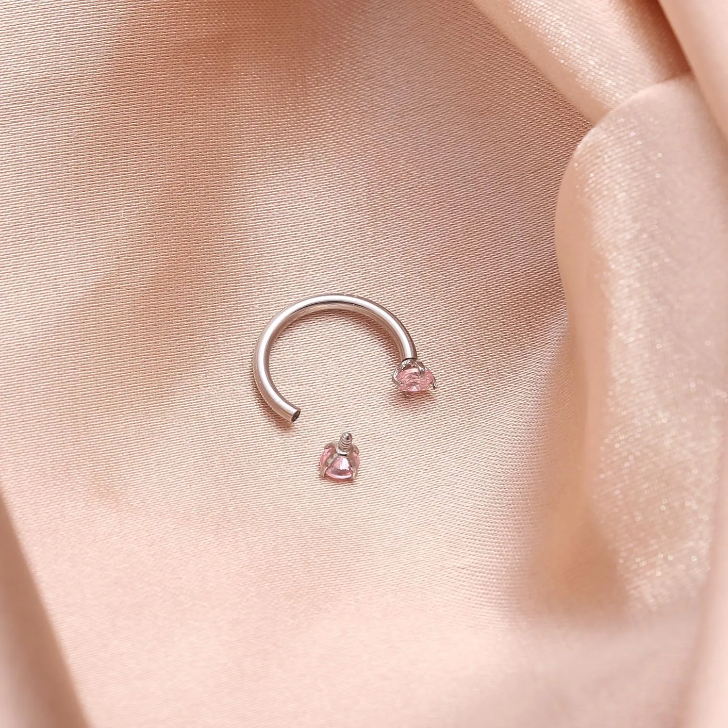 ENVYOU Silver Septum Rings Surgical Steel Cubic Zirconia Small Horseshoe Ring Helix Daith Cartilage Lip Piercing Jewelry for Women