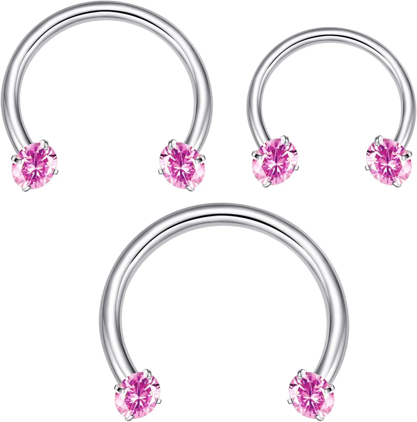 ENVYOU Silver Septum Rings Surgical Steel Cubic Zirconia Small Horseshoe Ring Helix Daith Cartilage Lip Piercing Jewelry for Women