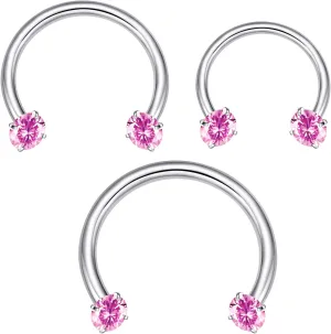 ENVYOU Silver Septum Rings Surgical Steel Cubic Zirconia Small Horseshoe Ring Helix Daith Cartilage Lip Piercing Jewelry for Women