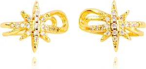 FAN&LOUIS Gold Silver Ear Cuff for Women Non Piercing, Cubic Zirconia Hoop Earrings Cuff & Wraps for Upper Cartilage Ear Clip on Ear jewelry