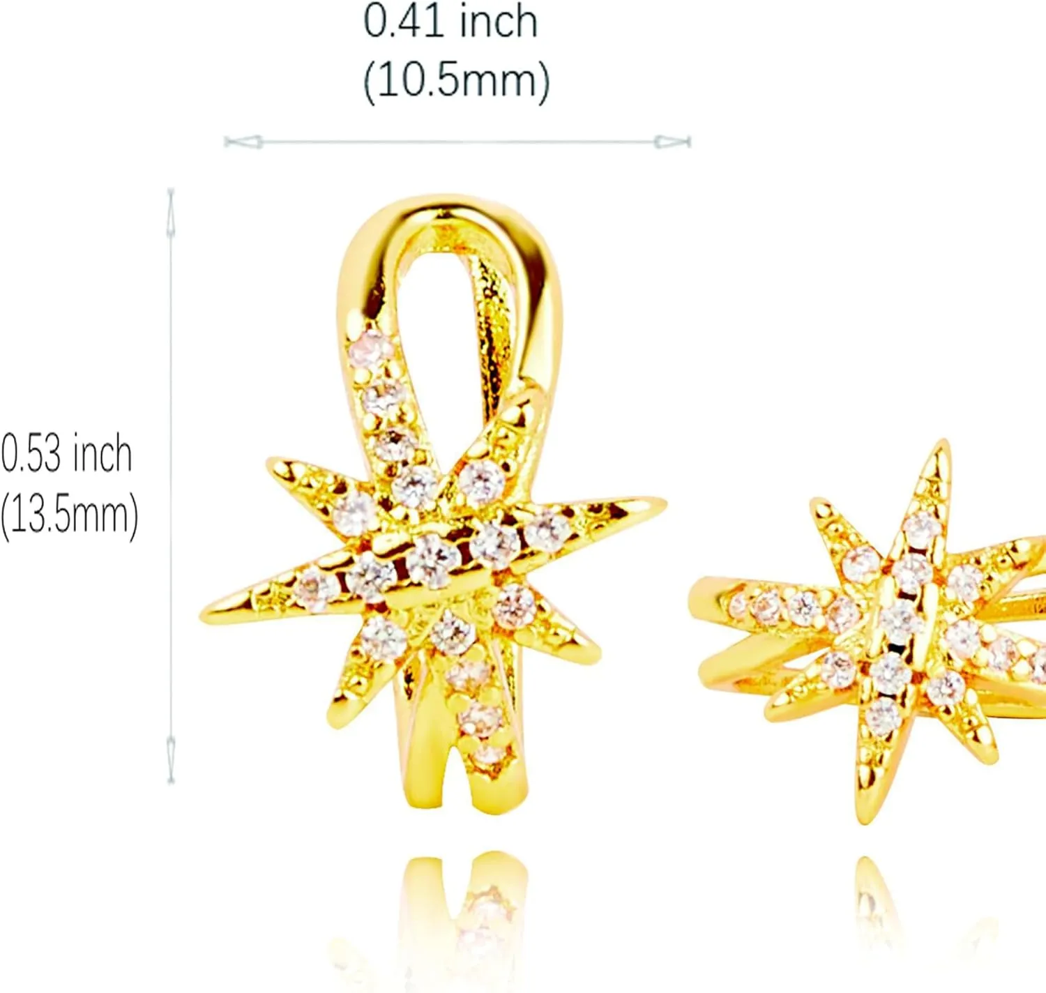 FAN&LOUIS Gold Silver Ear Cuff for Women Non Piercing, Cubic Zirconia Hoop Earrings Cuff & Wraps for Upper Cartilage Ear Clip on Ear jewelry