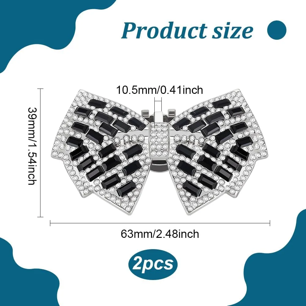 FINGERINSPIRE Alloy Shoe Clips - Crystal Rhinestone Bow Tie Pattern Buckles, Removable Decoration for High Heel Wedding Bridal Fashion