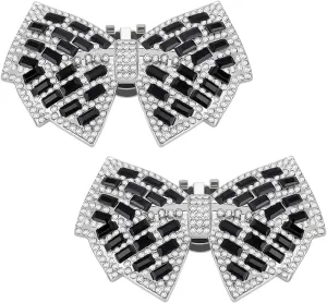 FINGERINSPIRE Alloy Shoe Clips - Crystal Rhinestone Bow Tie Pattern Buckles, Removable Decoration for High Heel Wedding Bridal Fashion