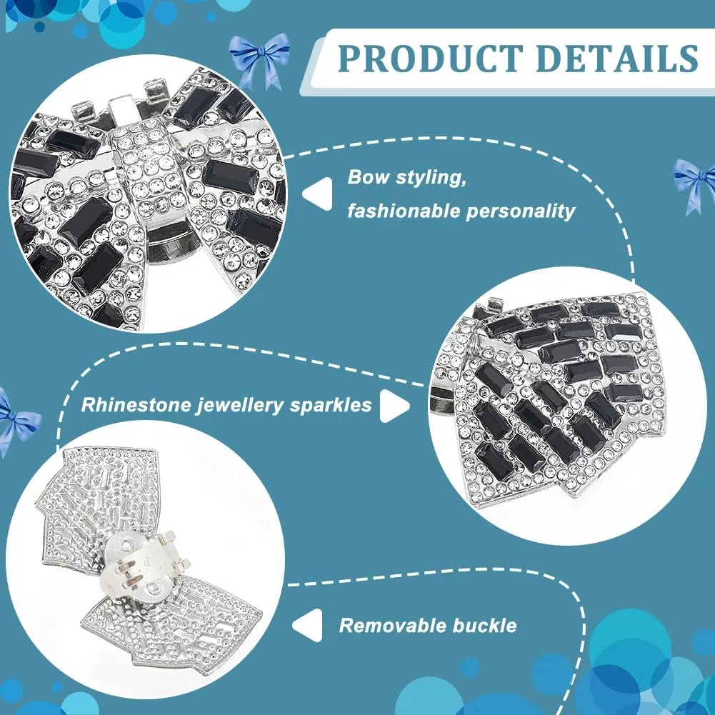 FINGERINSPIRE Alloy Shoe Clips - Crystal Rhinestone Bow Tie Pattern Buckles, Removable Decoration for High Heel Wedding Bridal Fashion